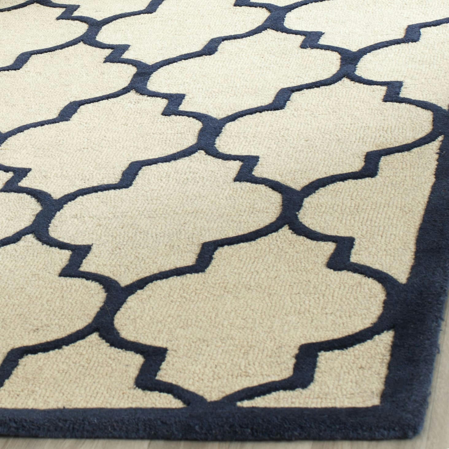 CAMBRIDGE - Tapis de salon interieur en ivoire & marine, 122 x 183 cm