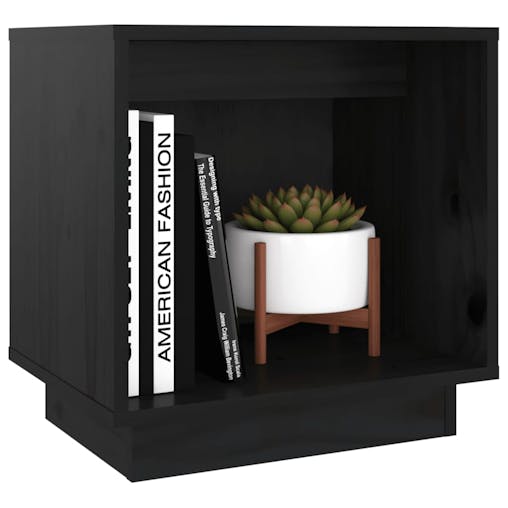 NNEVL Bedside Cabinets 2 pcs Black 40x30x40 cm Solid Wood Pine