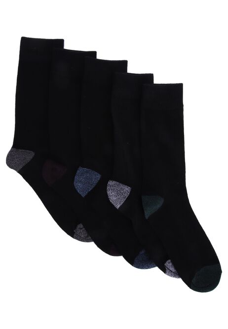 Mens 5pk Black Heel & Toe Ankle Socks