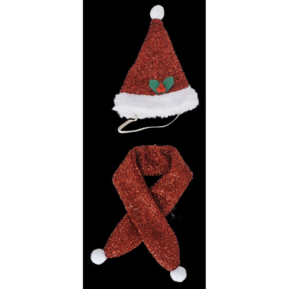 Déguisement No&euml;l bonnet et écharpe pour chien