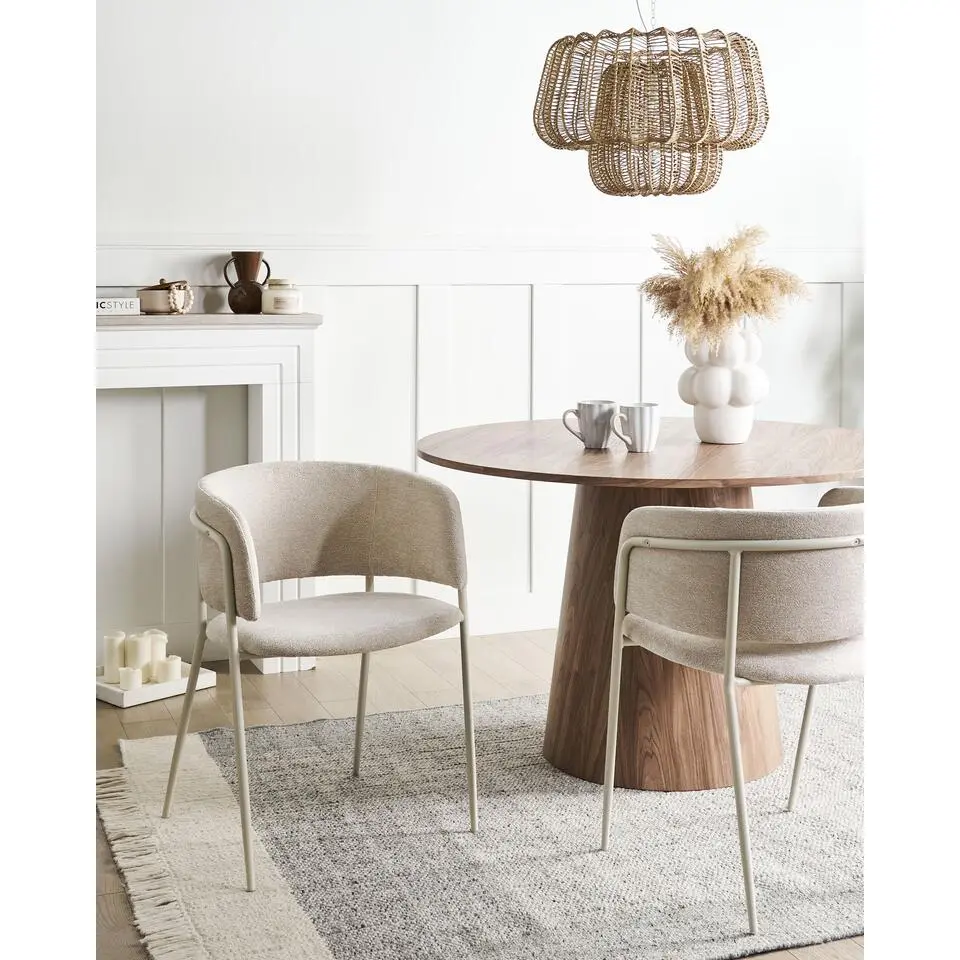 SPRINGER - Eetkamerstoel set van 2 - Lichtbeige - Chenille