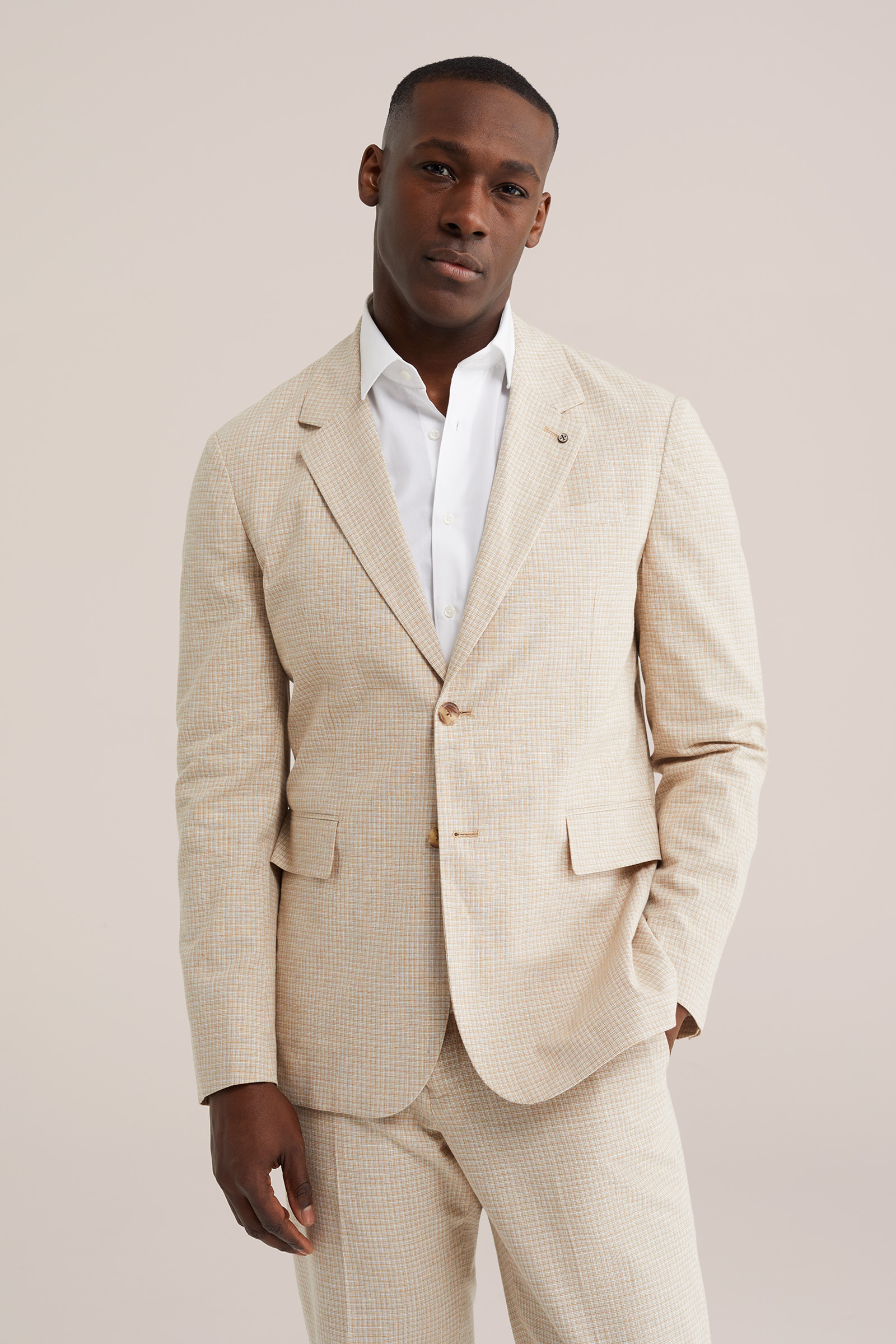 Heren slim fit blazer met micropatroon