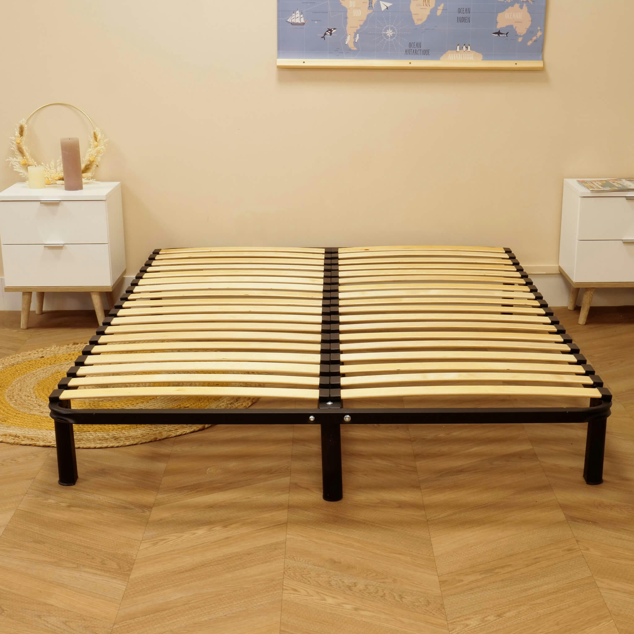 - Sommier cadre à lattes métal en kit 160x200