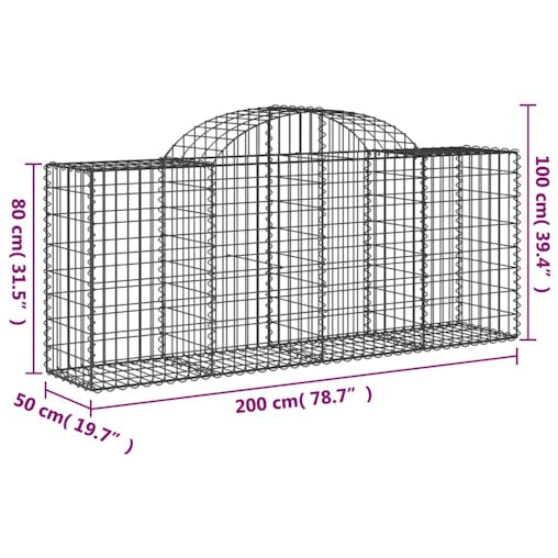 NNEVL Arched Gabion Baskets 2 pcs 200x50x80/100 cm Galvanised Iron