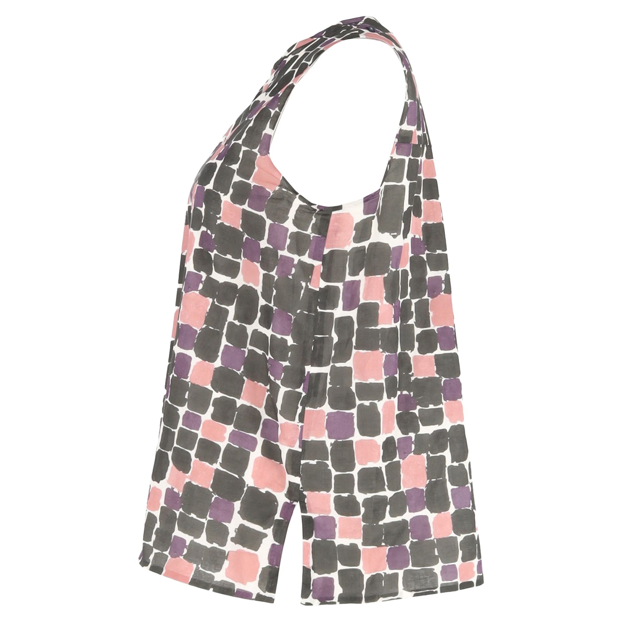 Max Mara Preloved Printed Pleat-Detailed Tank Top in Multicolor Cotton