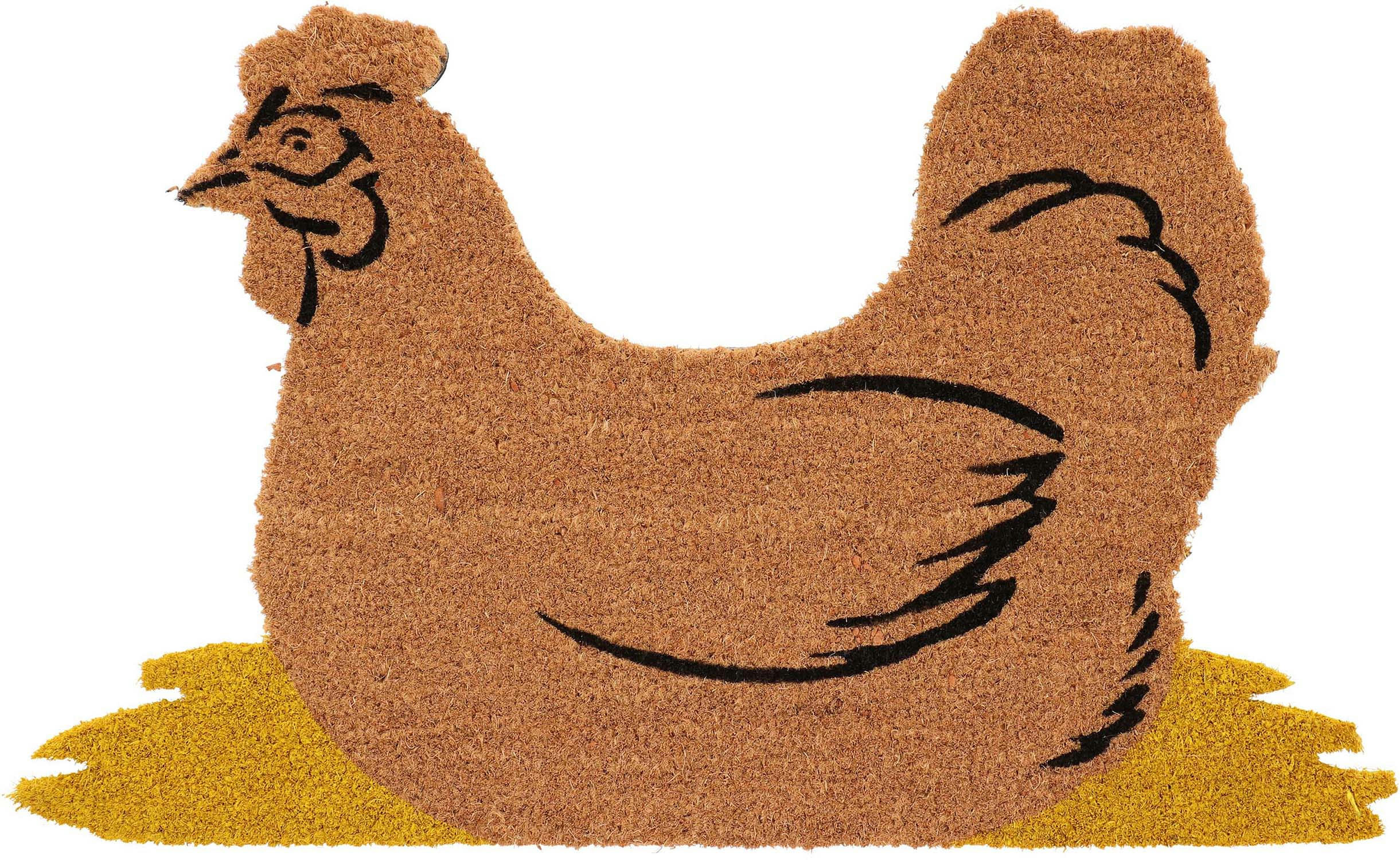 - Paillasson animal en fibres de coco intérieur extérieur poule