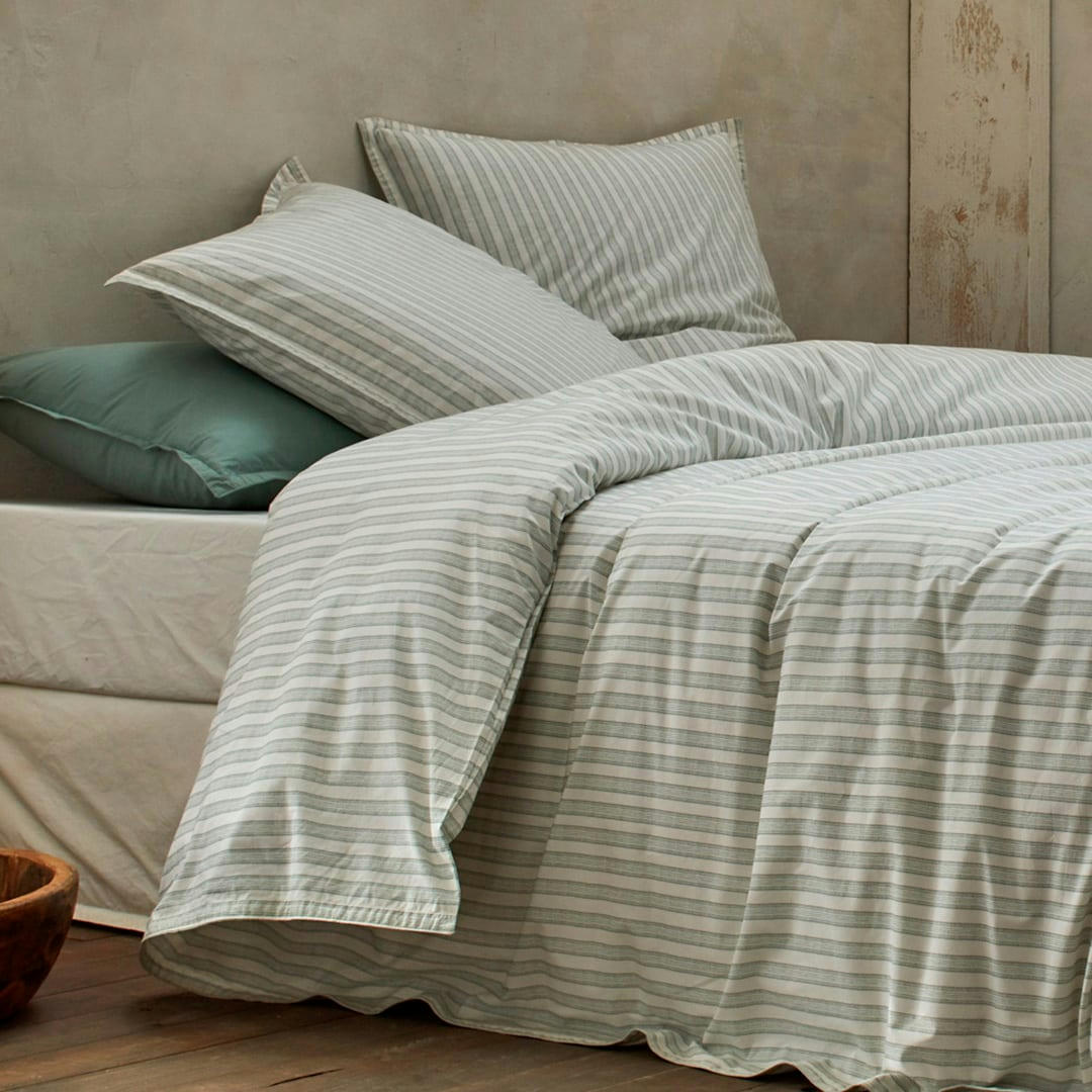 FN KERALA - Housse de couette en percale de coton organic 155x220 cm vert clair