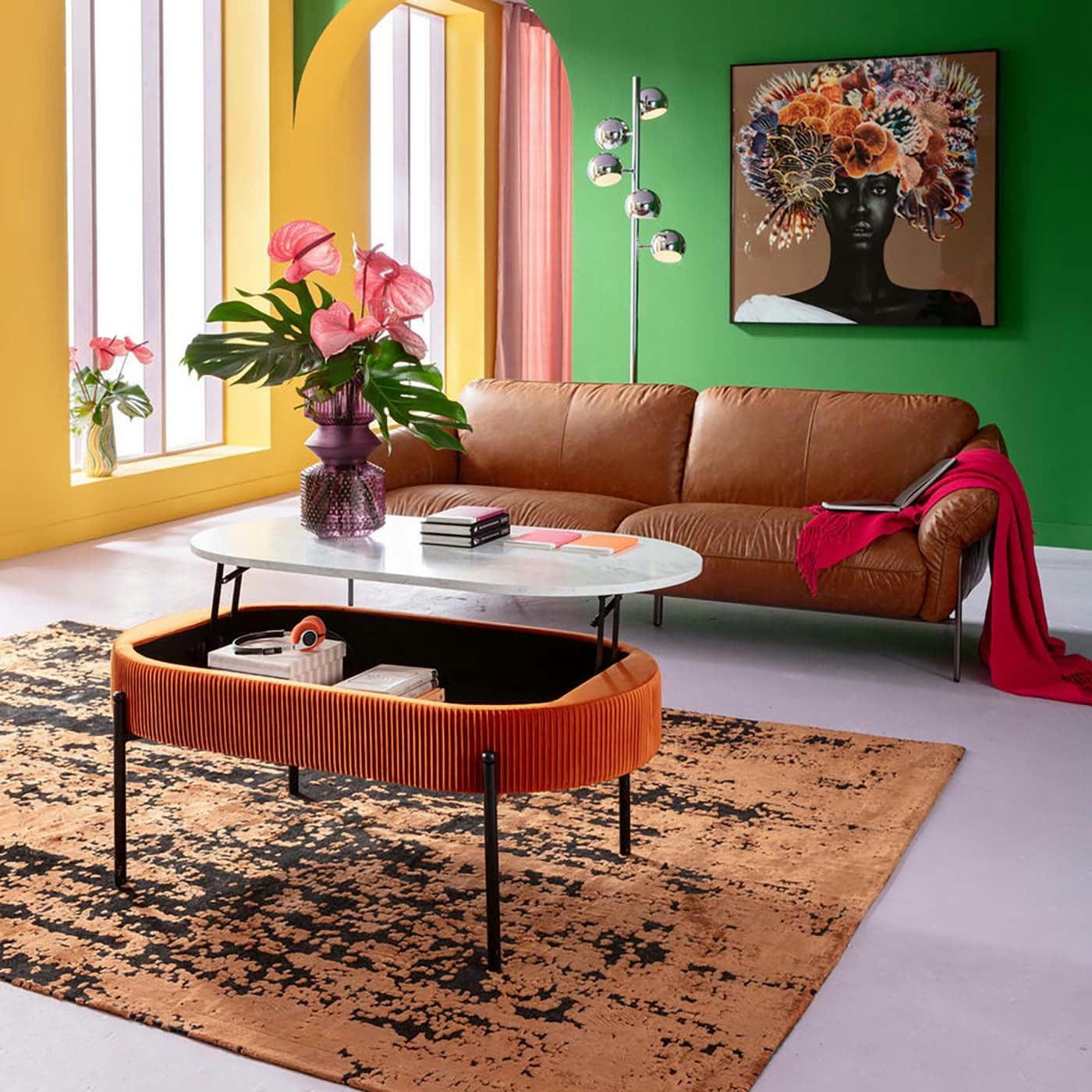 BALLABILE - Table basse coffre Ballabile orange effet marbre blanc Kare Design