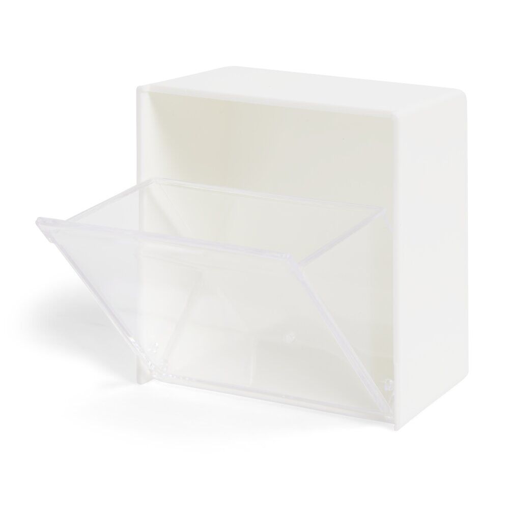 BoÎte de rangement blanche avec ouverture frontale transparente 8,5x8,5cm
