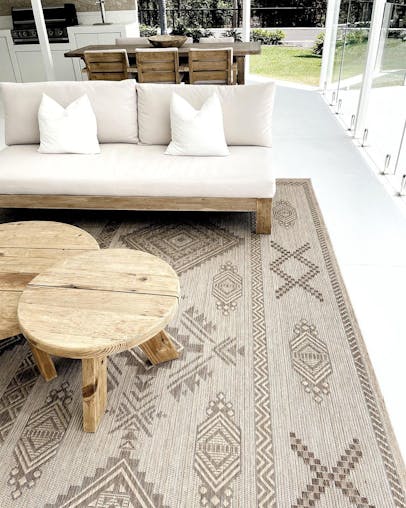 Takha Brown and Beige Tribal Flatweave Indoor Outdoor Rug