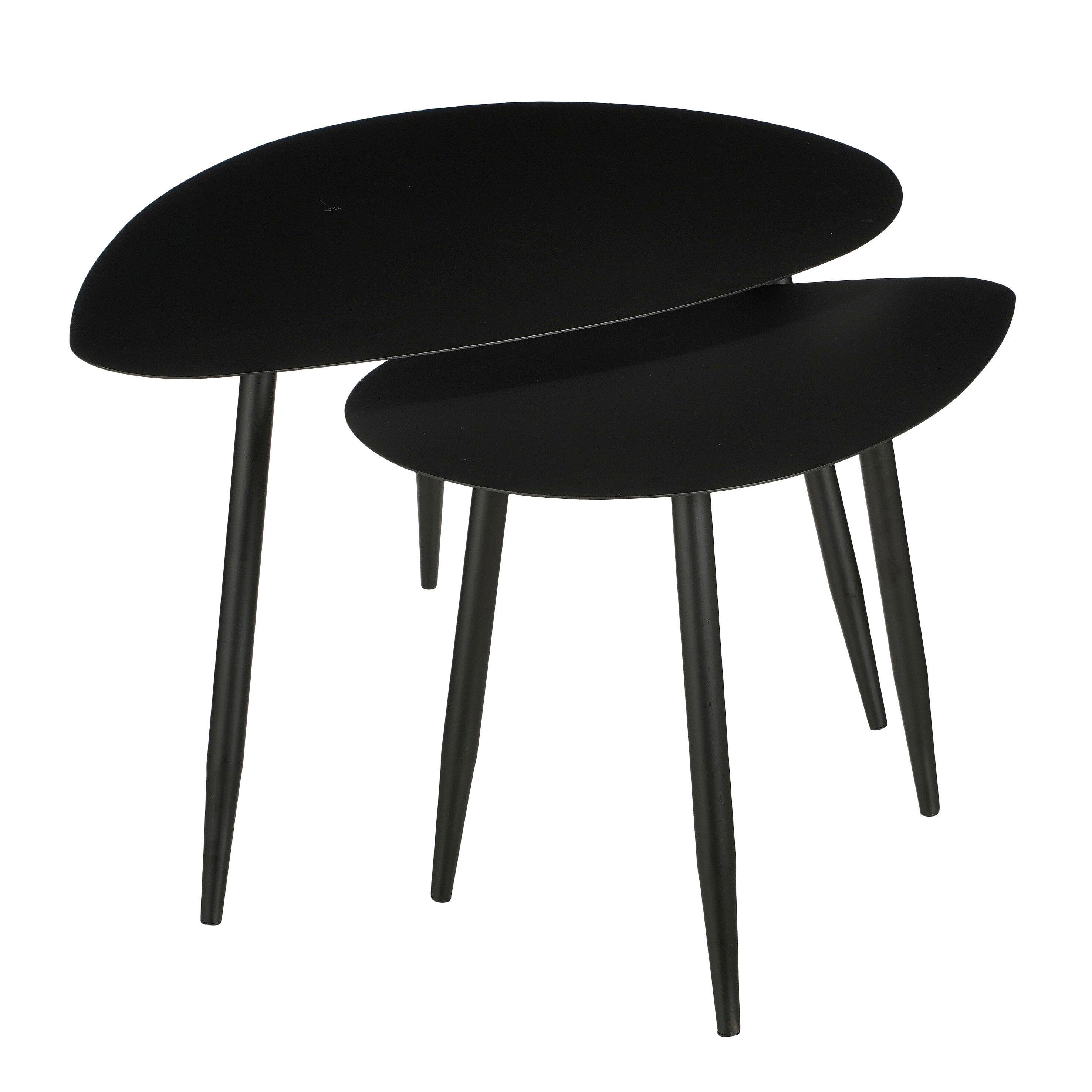 Mica Decorations Bijzettafel - Set van 2 - L80 x B60 x H47 cm - Metaal - Zwart