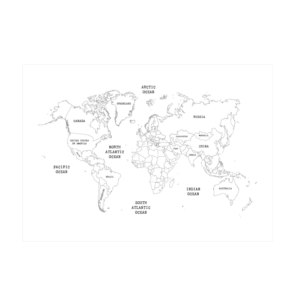 Superfresco Easy Fotobehang - Wereldkaart - Wit/Zwart - 280x400cm