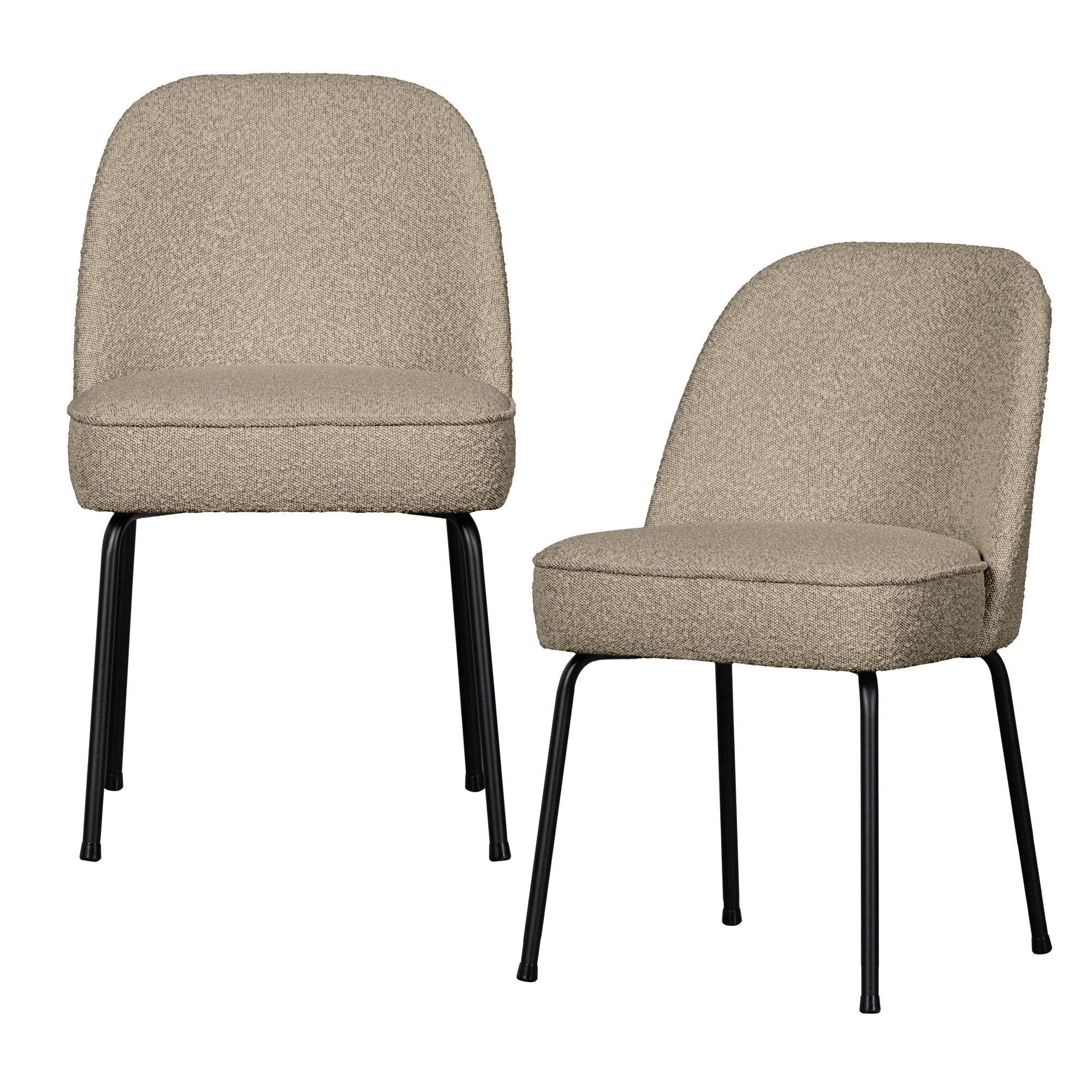 WOOOD eetkamerstoelen Vogue - Bouclé - Beige - Set van 2
