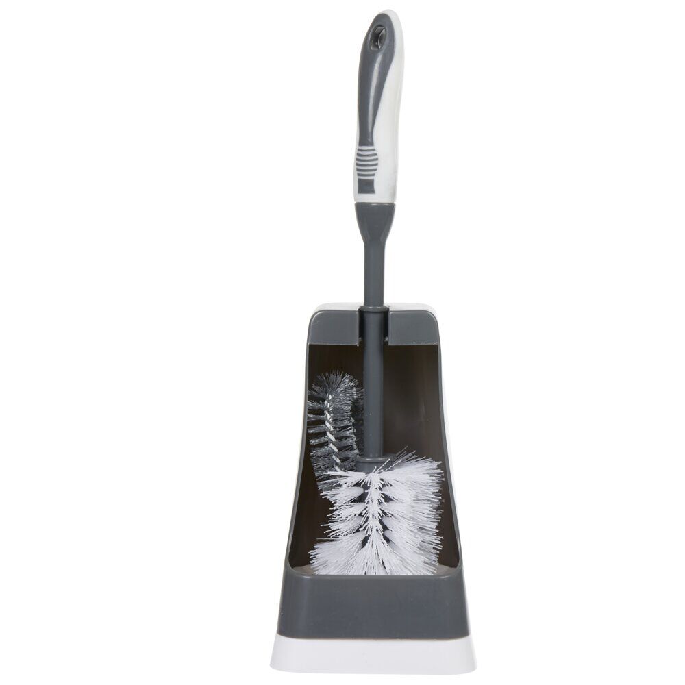 Brosse WC avec support et brossette intégrée noir et blanc