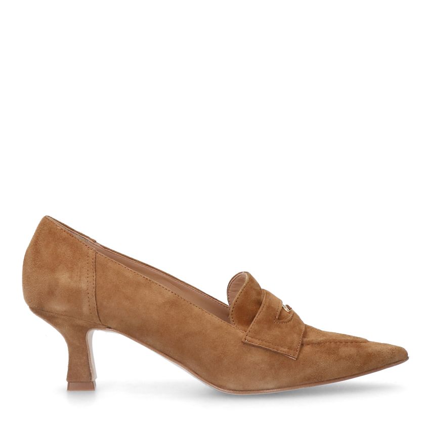 Manfield Beige suède pumps