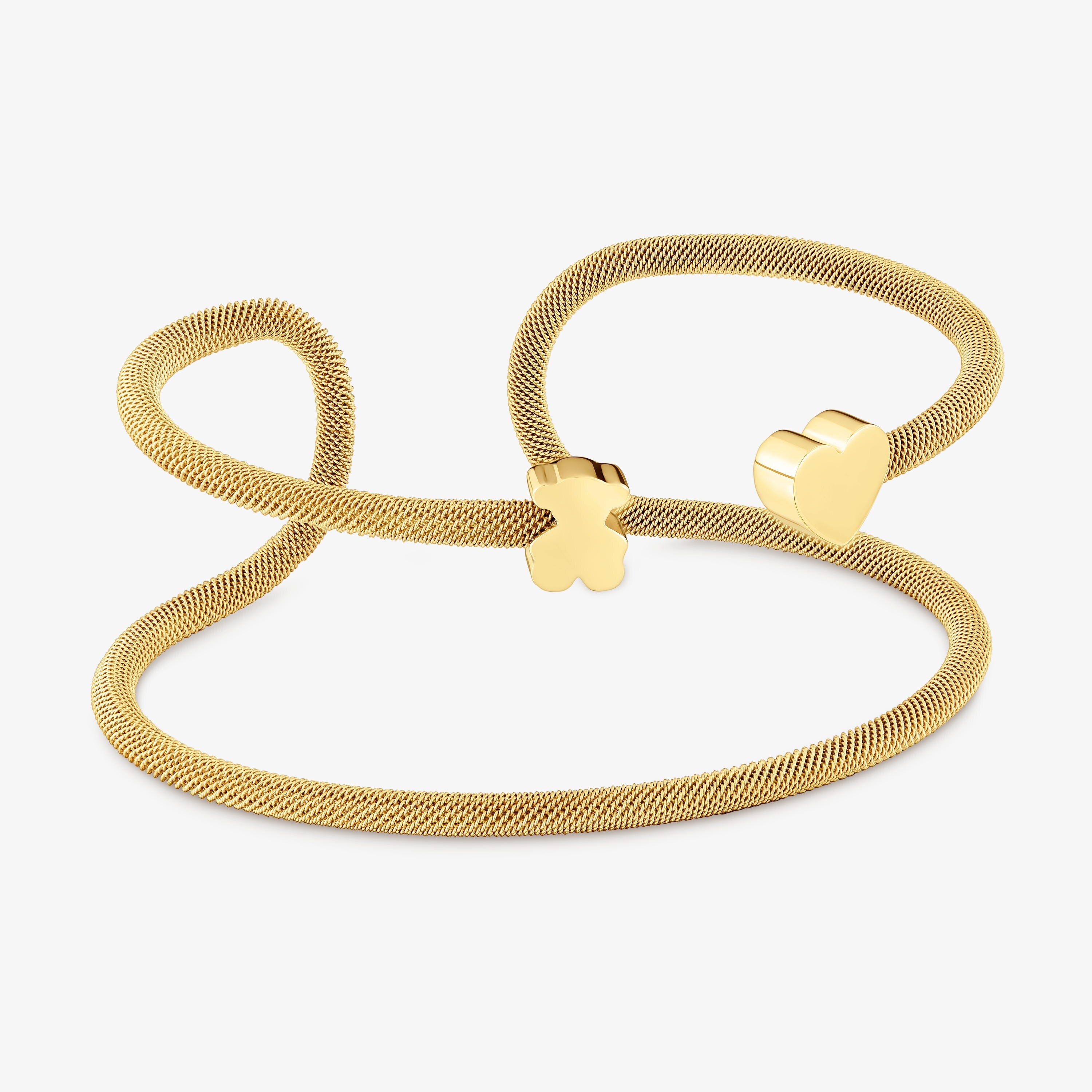 Pulsera esclava doble con baño de oro 18 kt sobre plata Icon Mesh