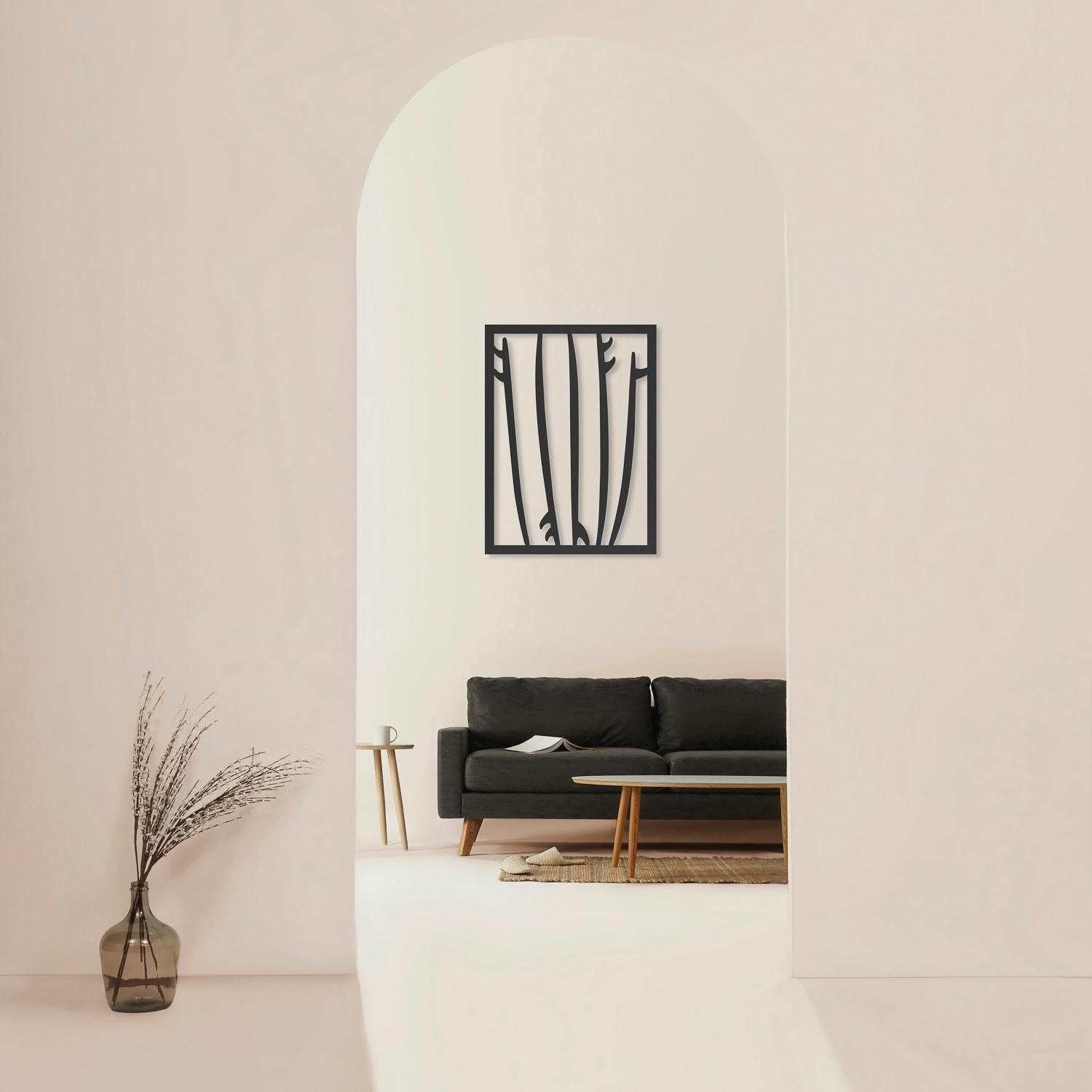 - Tableau en bois noir Surfs 59,5x79,8cm