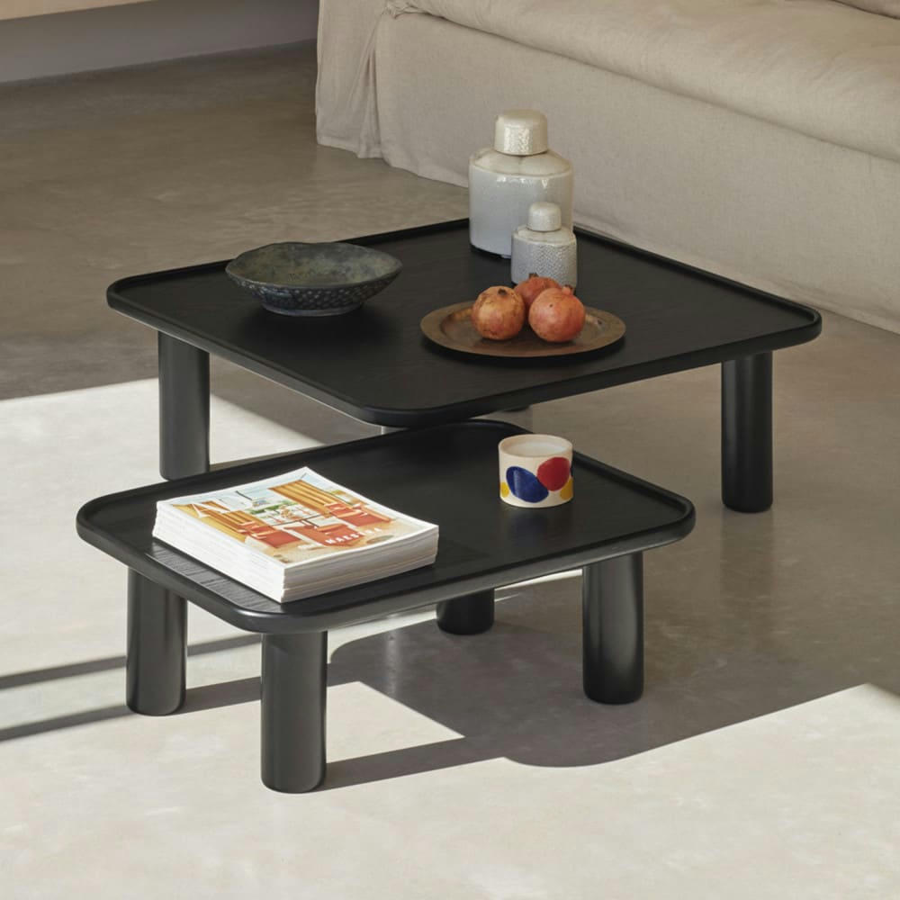 NEST - 2 tables basses gigognes carrées en bois noir