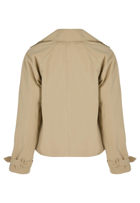 Womens Beige Cropped Trench Coat
