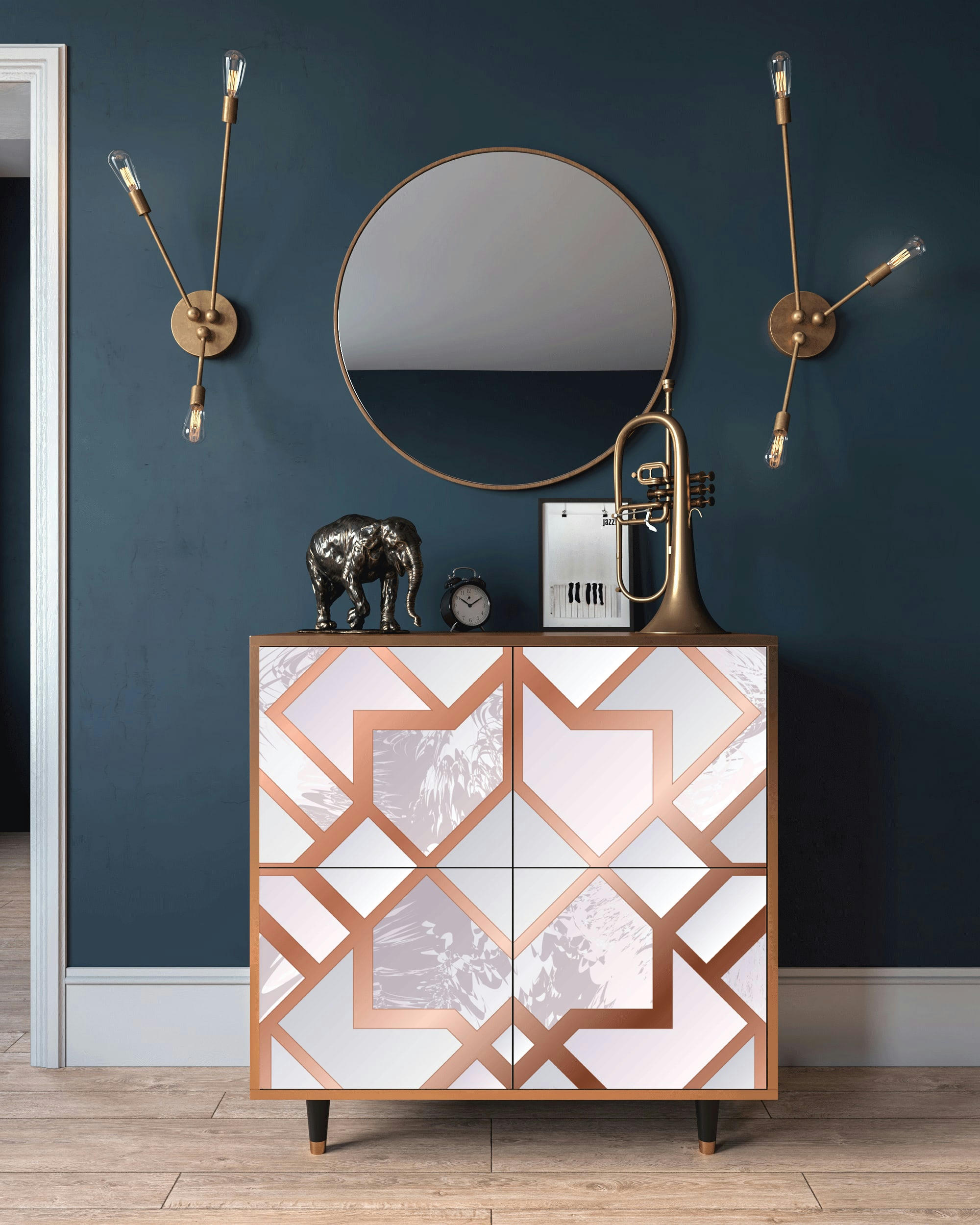 PASTEL FAIRYTALE - Buffet  rose clair 4 portes L 94 cm