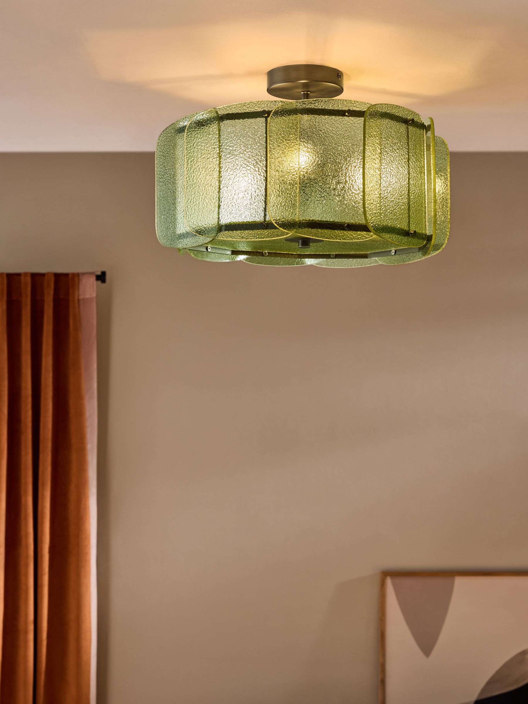 Sacha Flush Pendant Light in Silver/Green