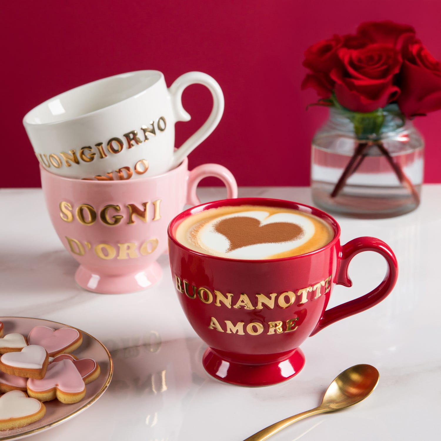 Tazza porcellana rossa Buonanotte Amore 500 ml Loving