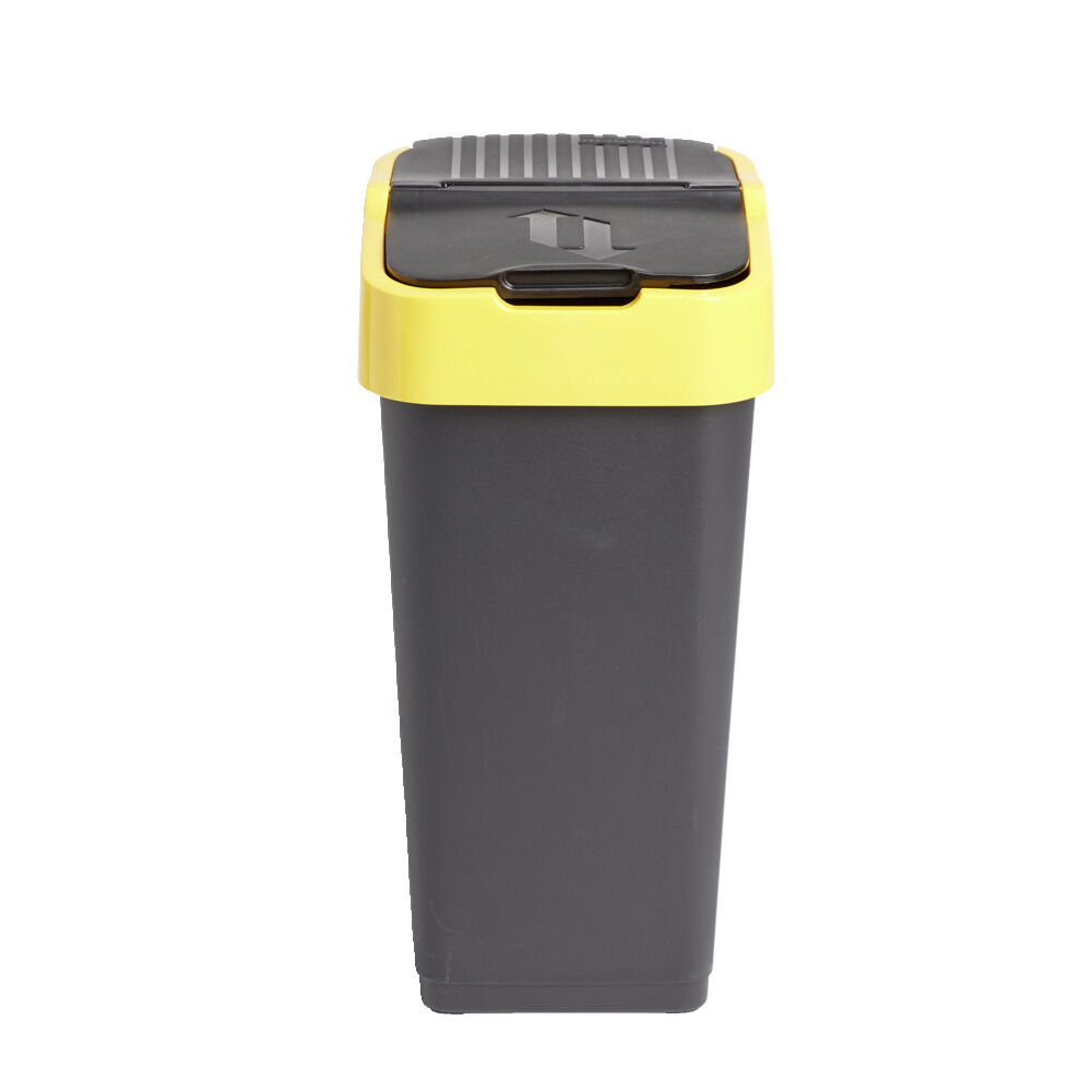 Poubelle de tri pour plastique 35L plastique jaune et noir