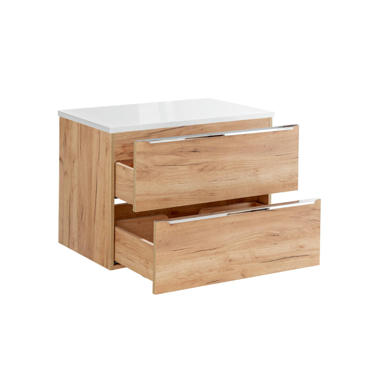 - Meuble sous-vasque 80cm plan de toilette naturel et blanc