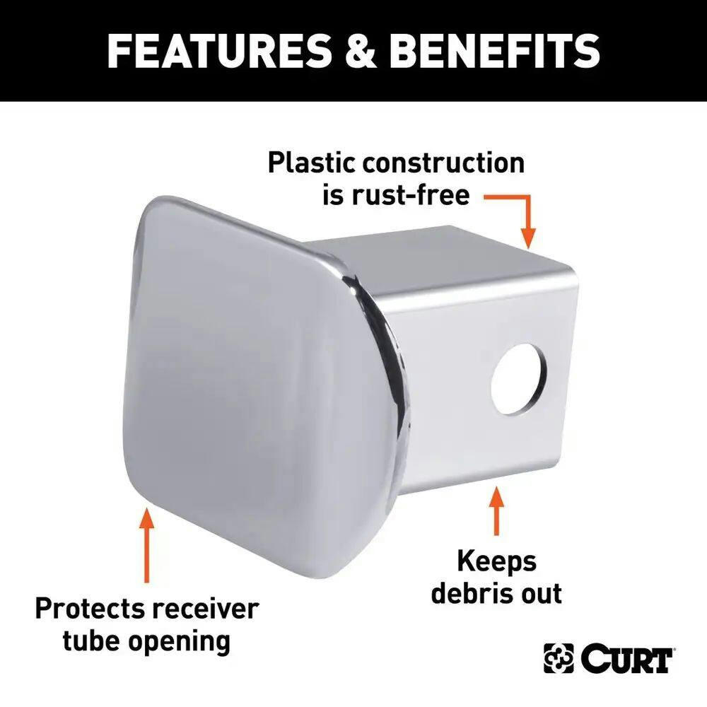 CURT Chrome Plastic Hitch Tube Cover, 2-in