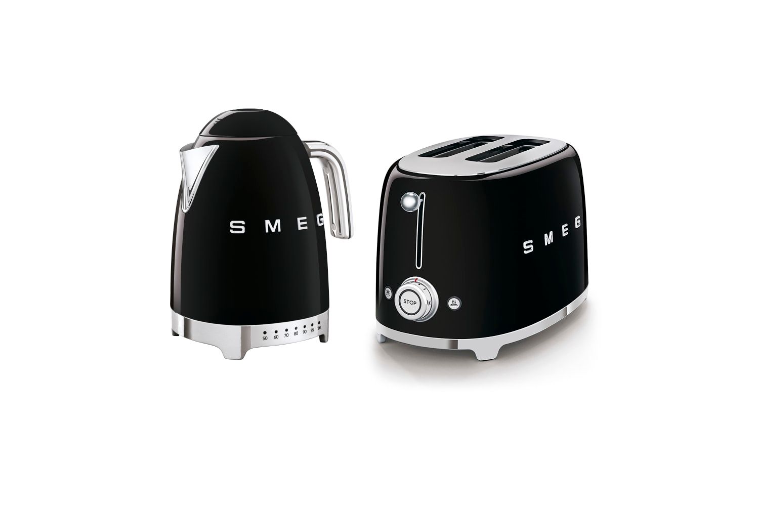 Smeg Kettle and Toaster, 50’s Style Retro Range, KLF04BLUK/TSF01BLUK, Black