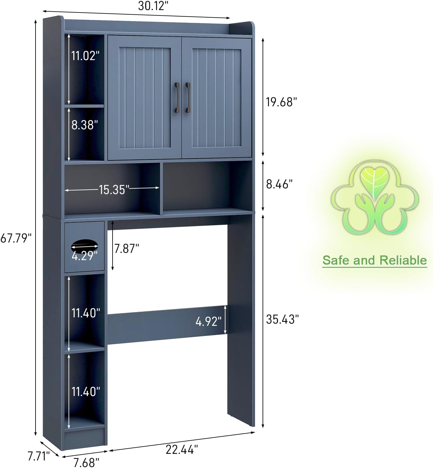 Vabches Over The Toilet Storage Cabinet, Farmhouse Storage Cabinet Over Toilet with Barn Door，Home Space-Saving Toilet Rack, for Bathroom, Restroom, Laundry
