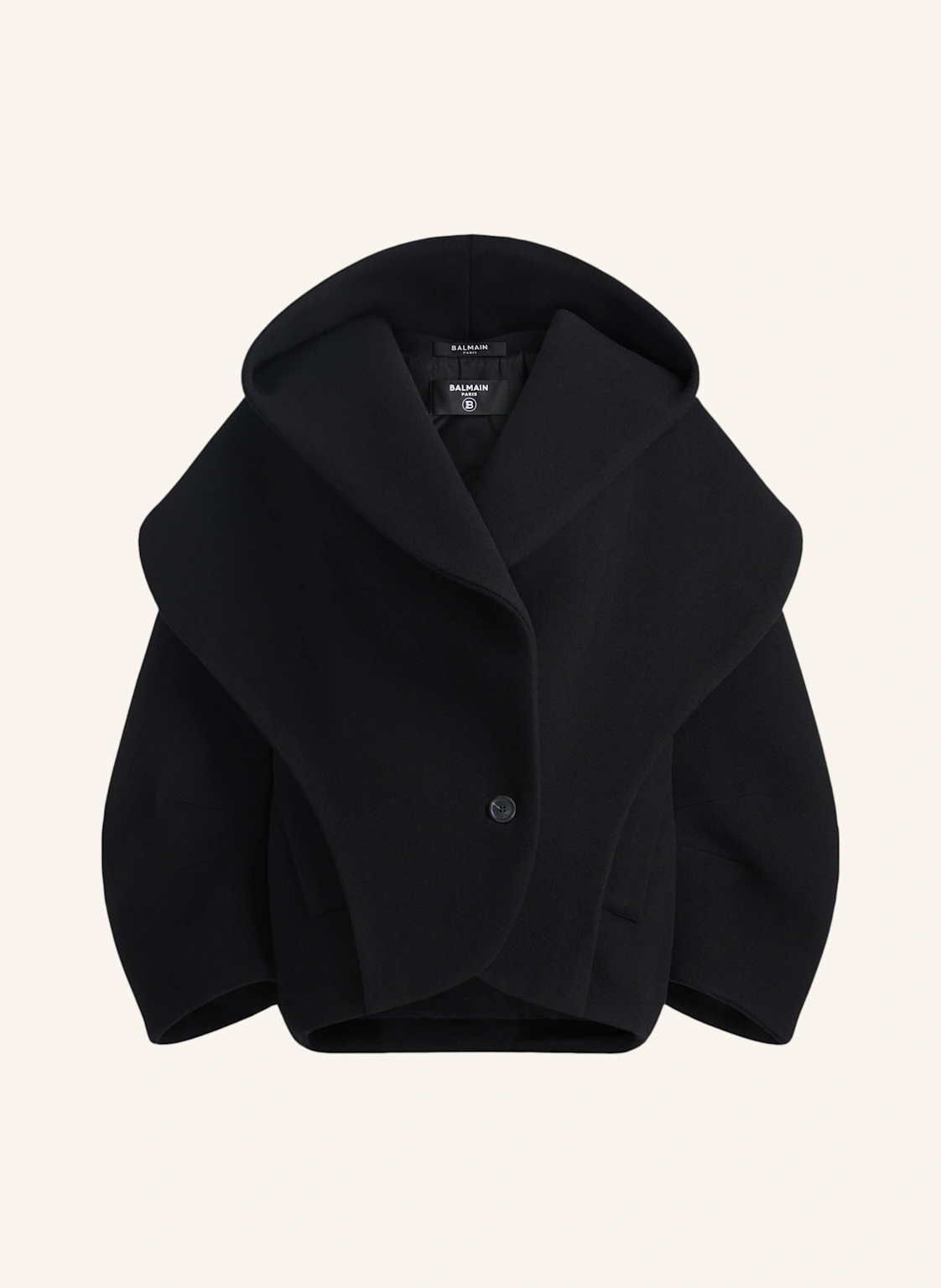 BALMAIN Oversize-Caban mit Kapuze aus Wolle