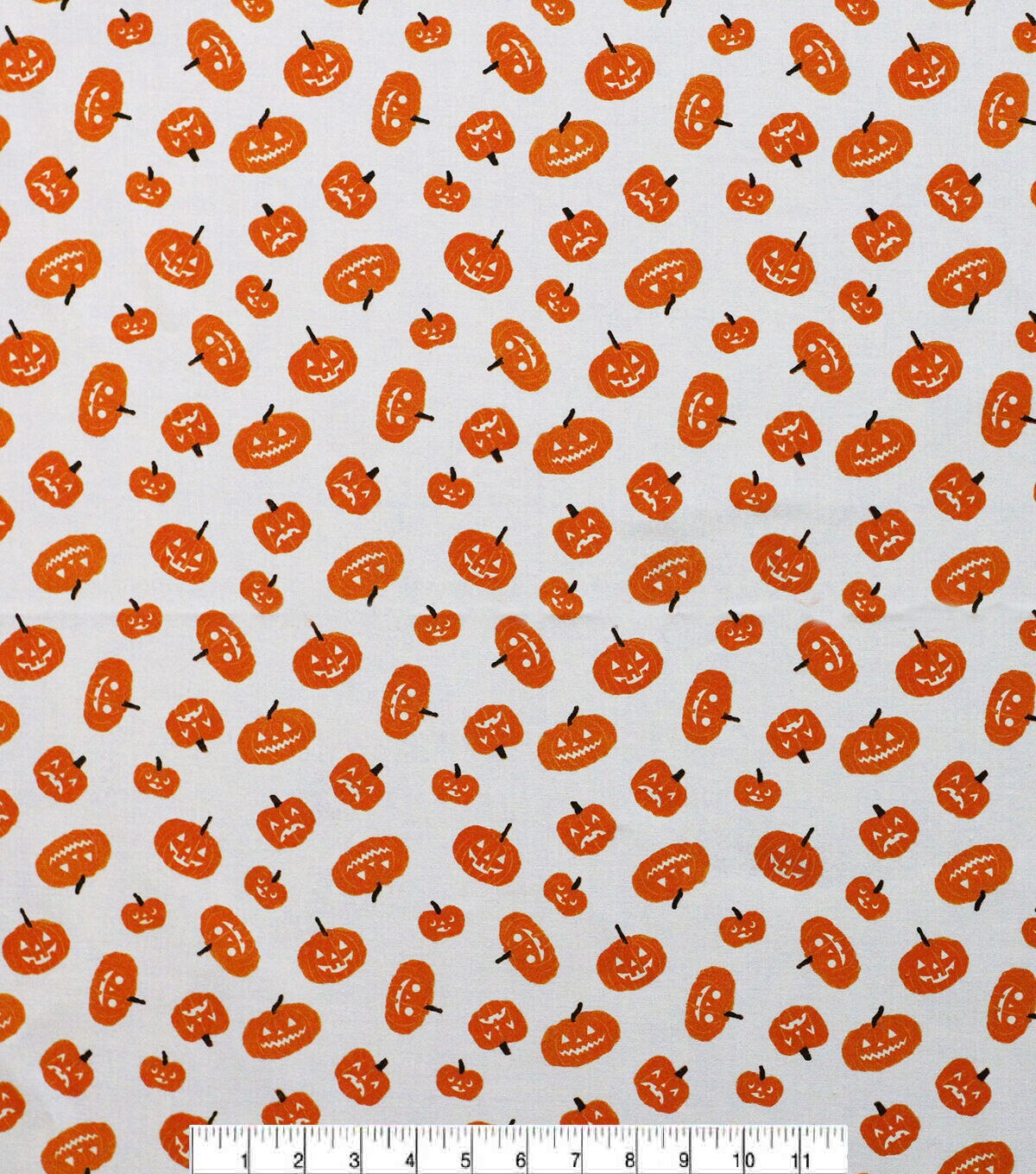 Glow in the Dark Pumpkins On White Cotton Fabric