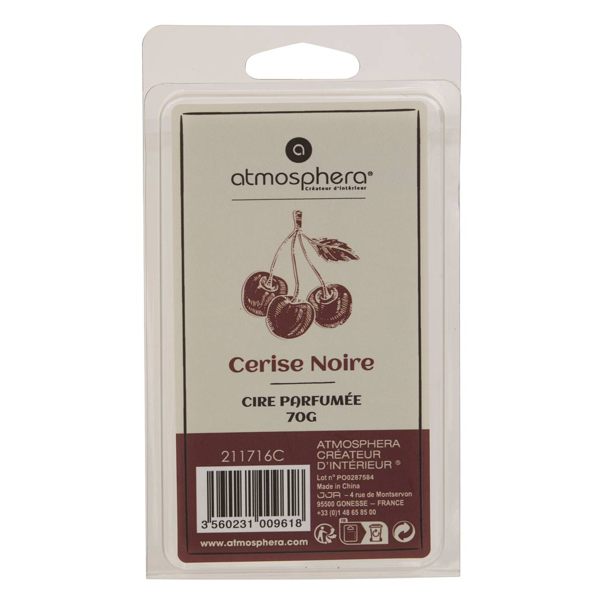 Scented Wax "Laura" Black Cherry, Khaki Green, 70g