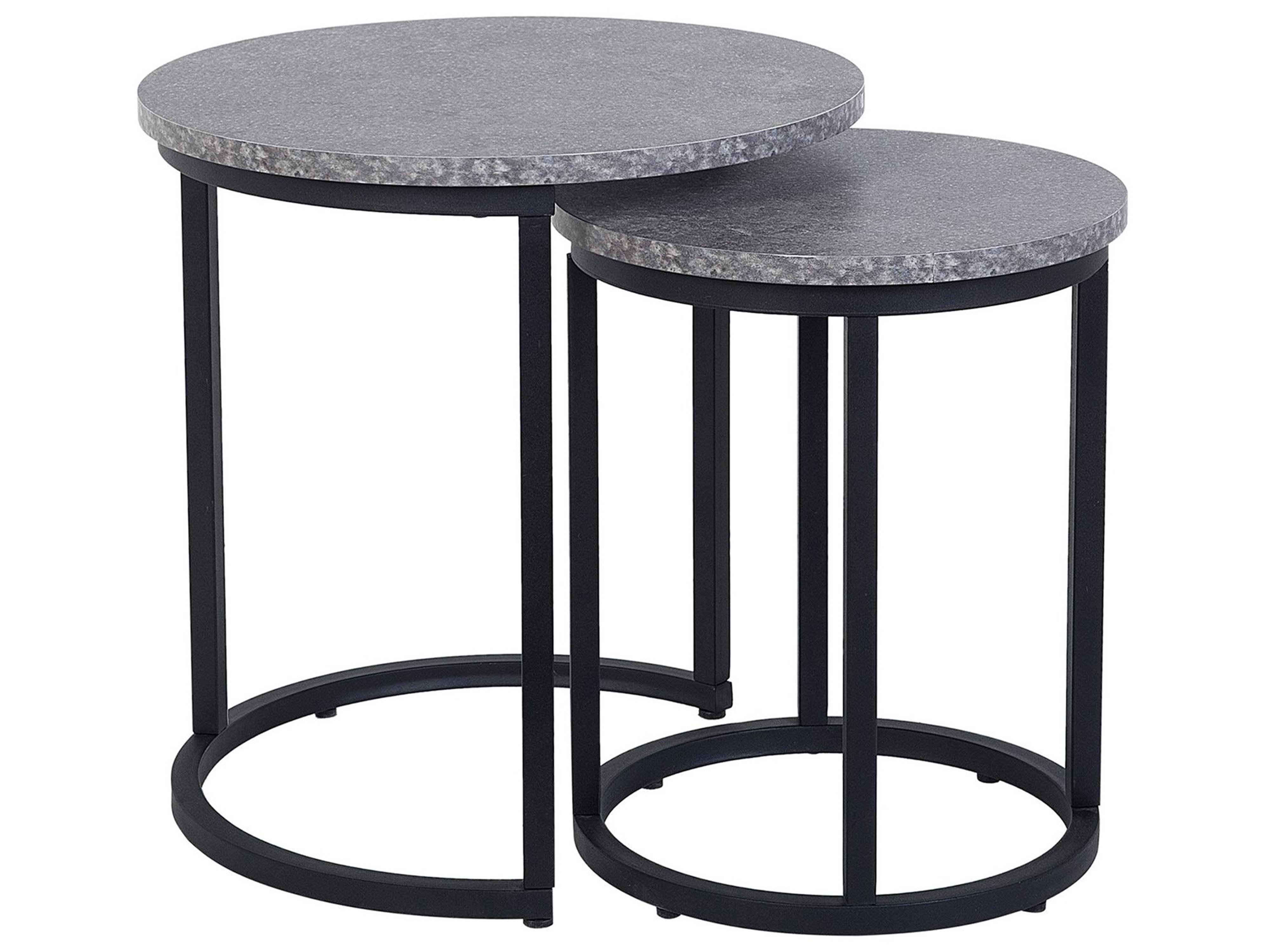 Set of 2 Side Tables DIXIE Grey Concrete Effect