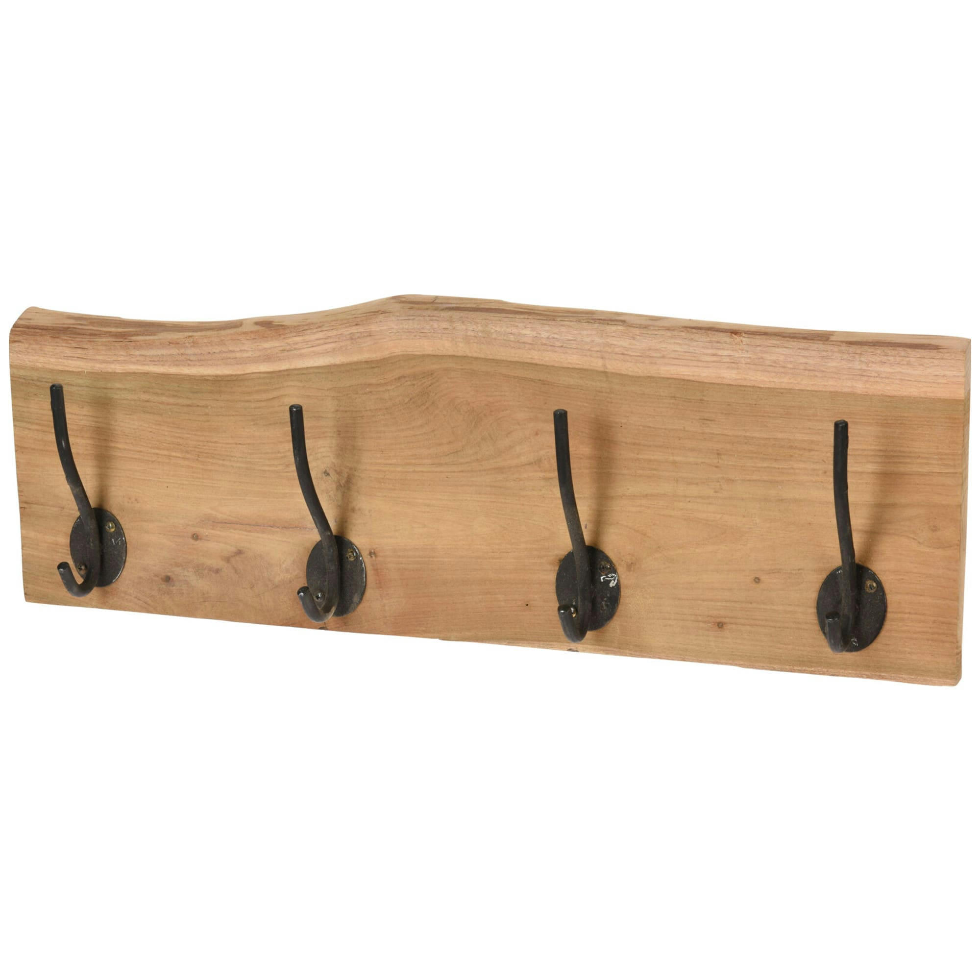 - Portemanteau mural en teck 4 crochets 50x6x13cm