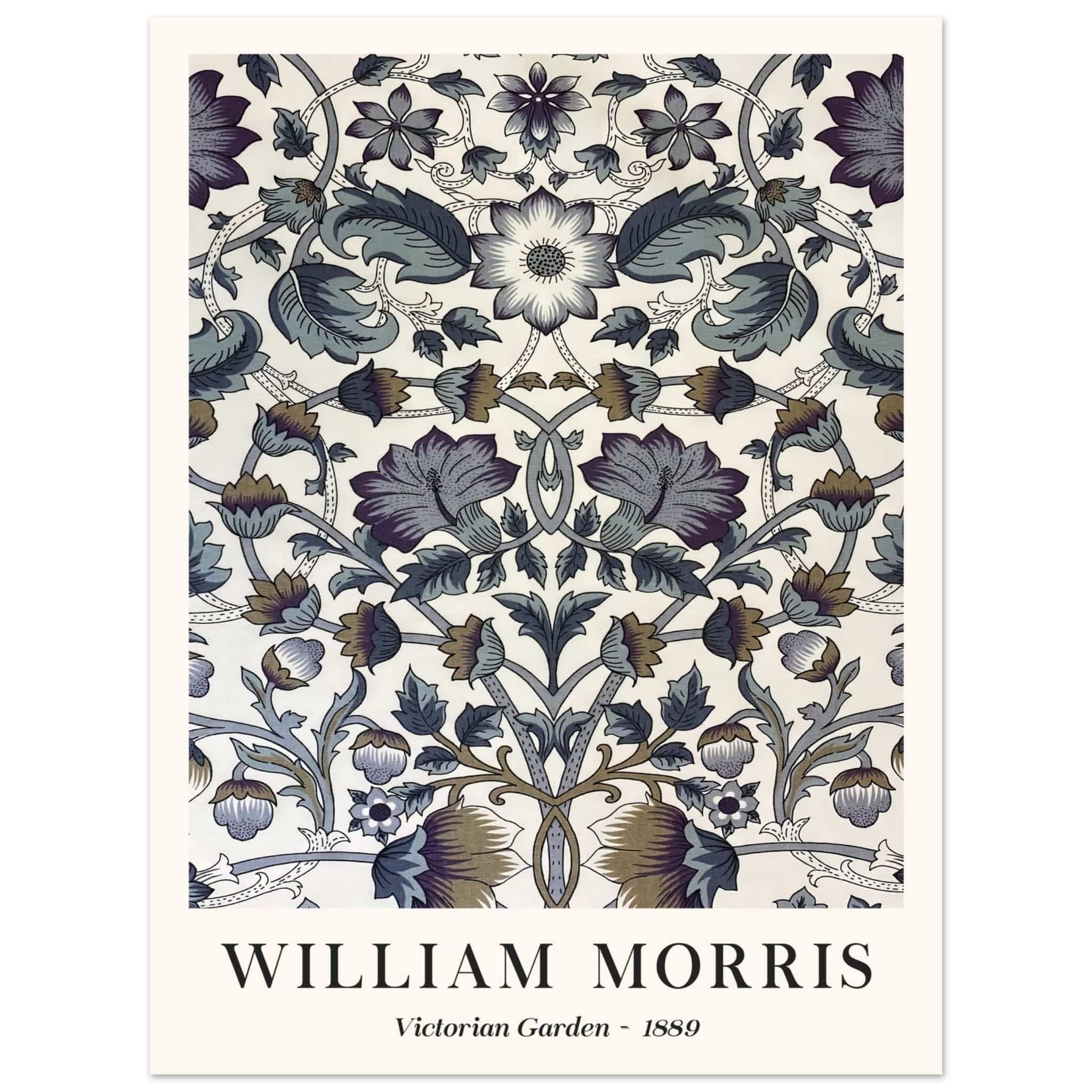 Artfulprints Poster William Morris - Victorian garden 1889  - 30x40 cm - Grijs