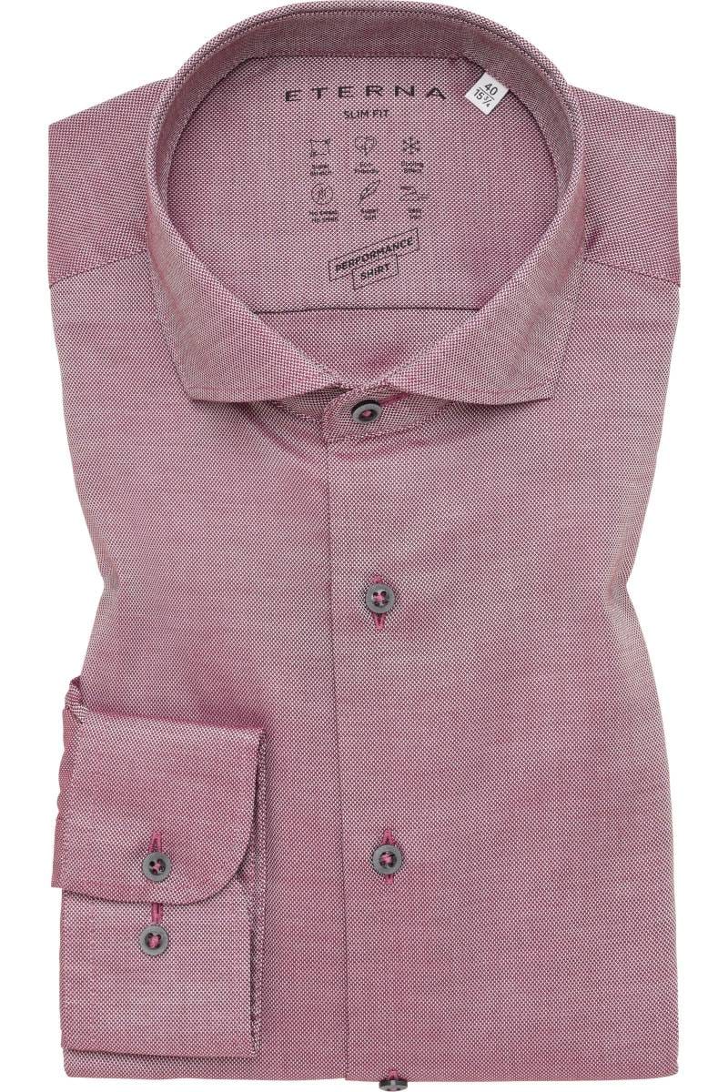 ETERNA Performance Slim Fit Tencel Hemd bordeaux, Strukturiert