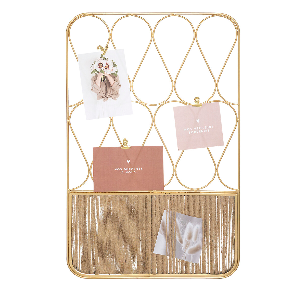 "Lindsay" photo frame Golden metal, Rope, 60x37 cm