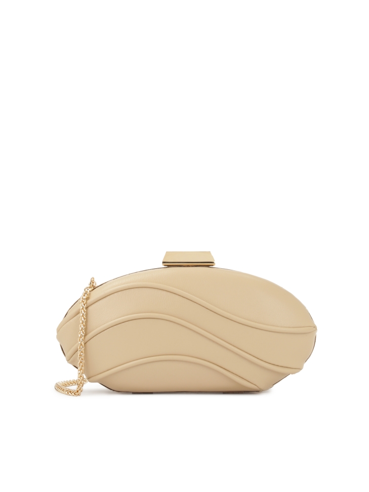 Avant-garde clutch handbag with engraved KAZAR logo