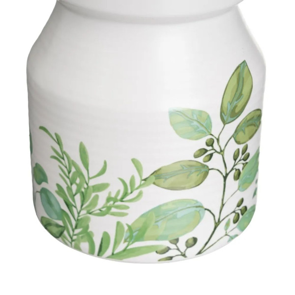 Ceramiczny pojemnik kuchenny GREENS 1100 ml biały w liście