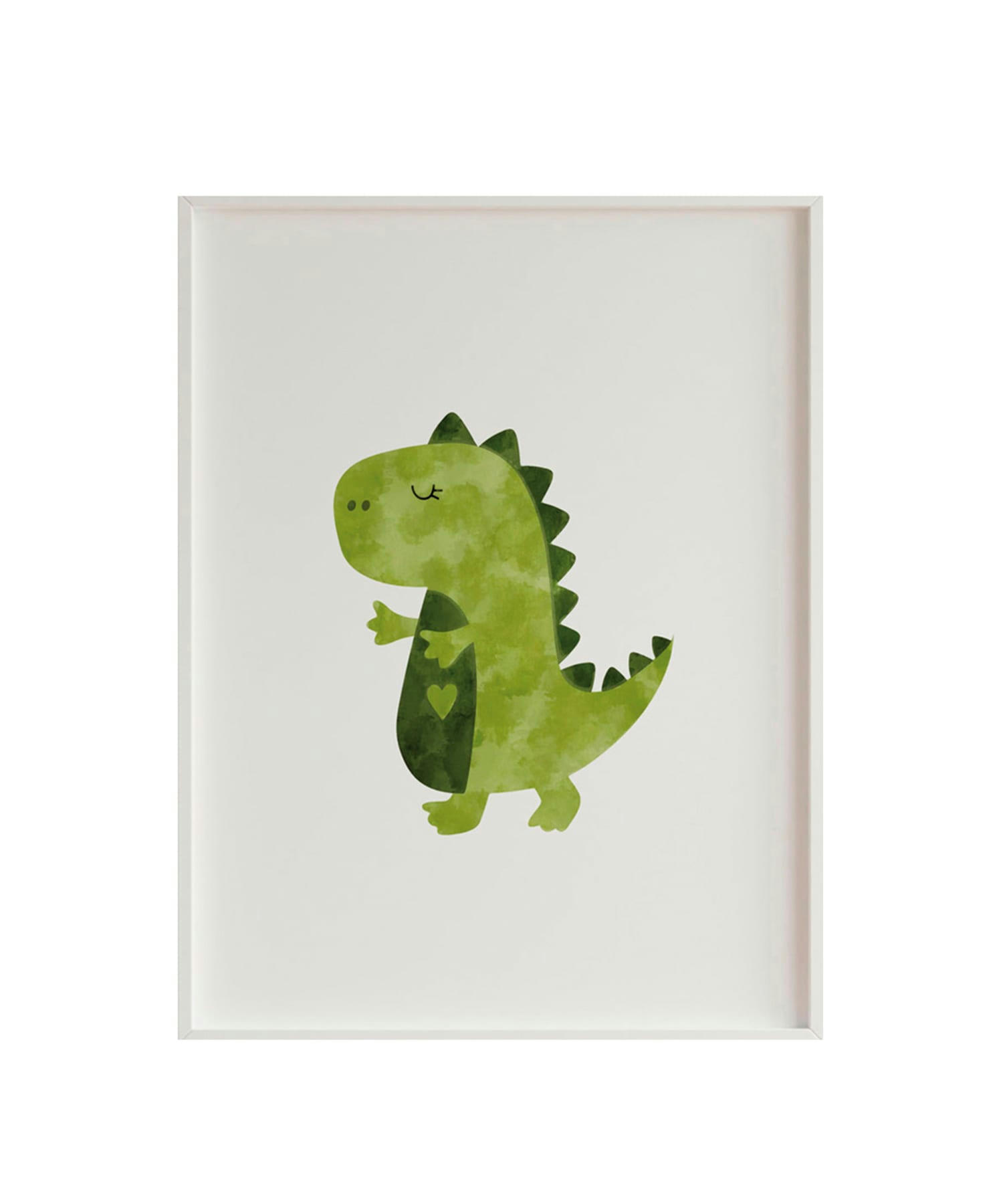 DECOWALL - Impression de dino encadrée en bois blanc 43X33 cm