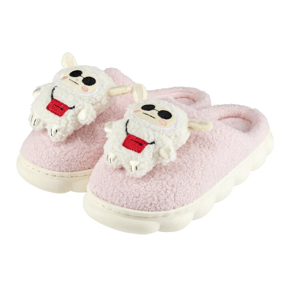 Chaussons Gromimis peluche mouton blanc et rose L30cm