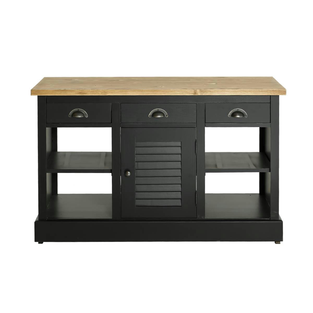 MANEL - Meuble sous vasque en bois noir 120 cm