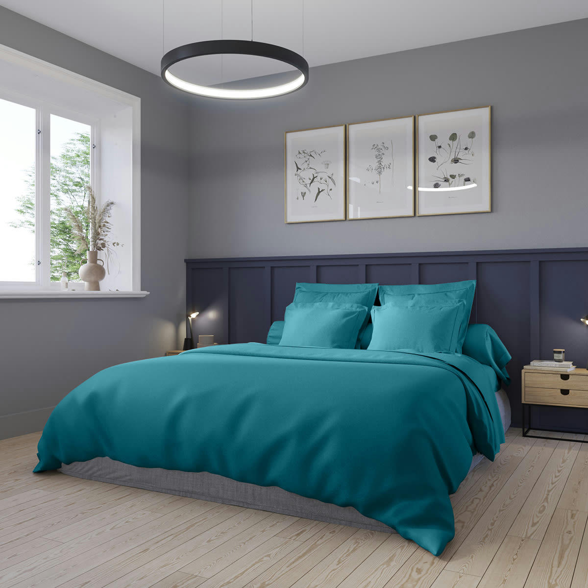 PARTITION - Housse de couette   Satin de coton Coloris Canard 200x200 cm - DODO