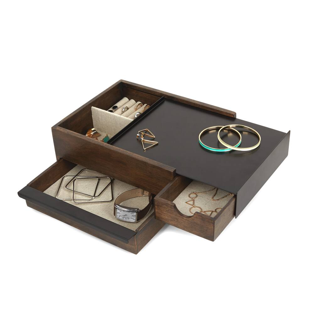Umbra Stowit Jewelry Box, Black/Walnut