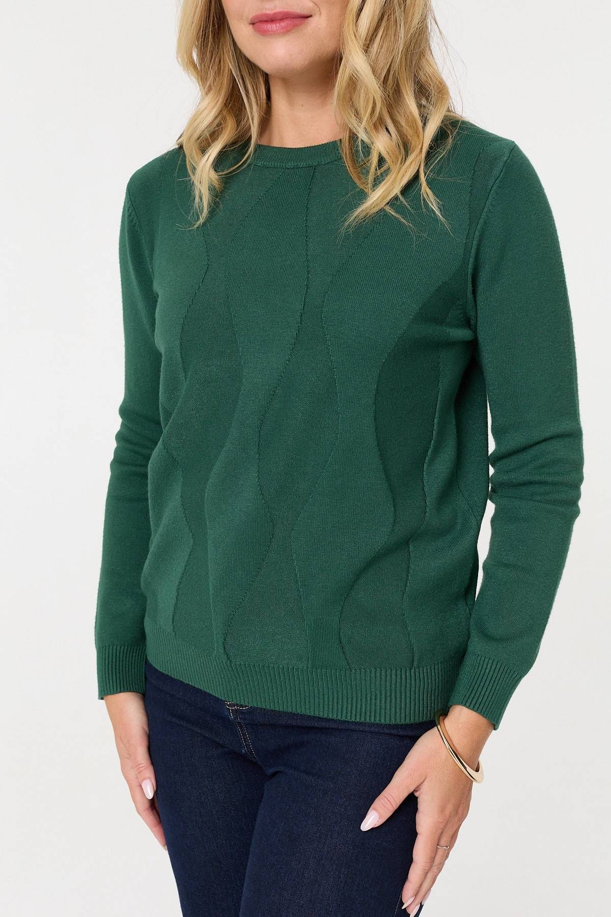 Izabel London Textured Long Sleeve Slim Knit Jumper