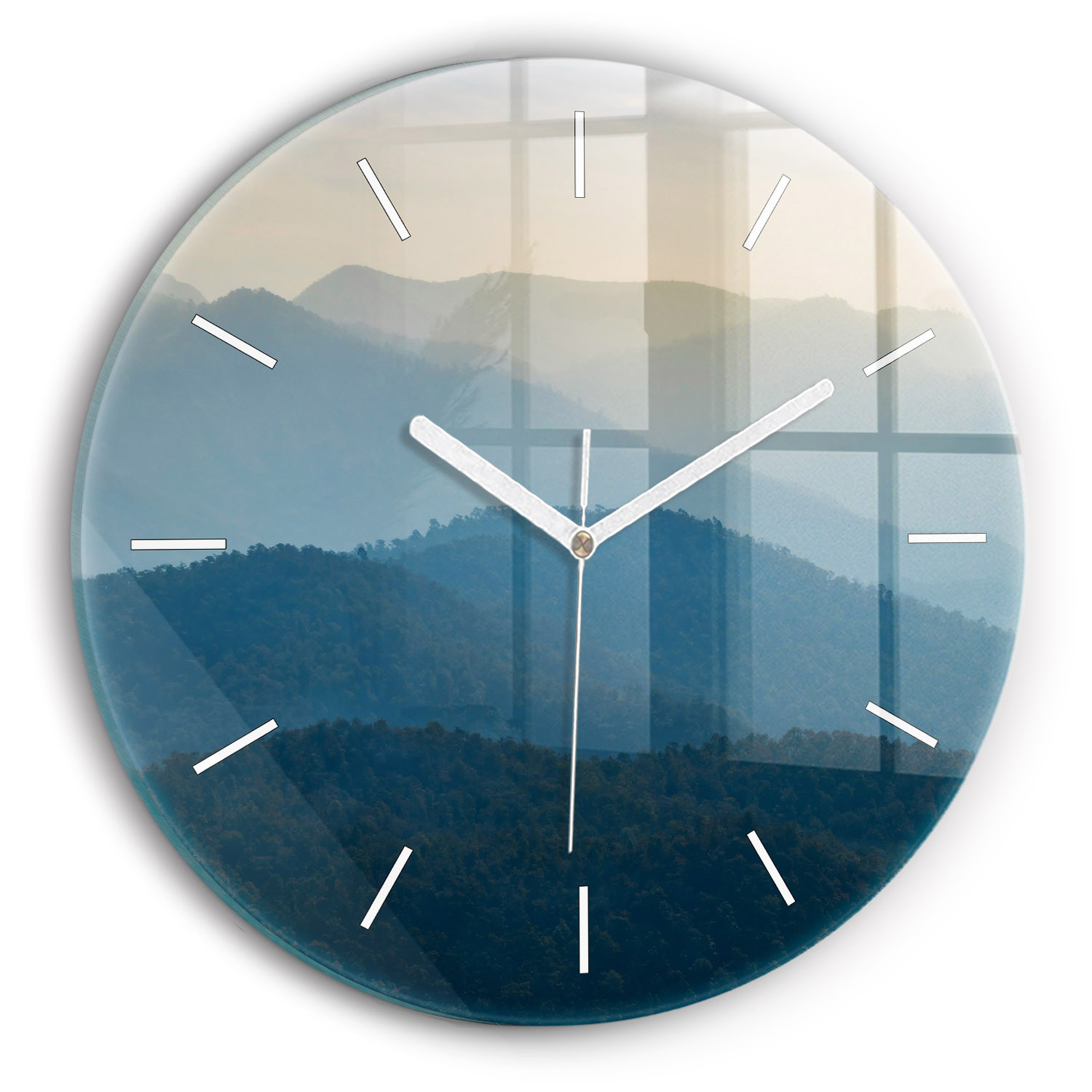 Cichy Zegar Dekoracyjny ścienny Abstrakcja Krajobraz gór