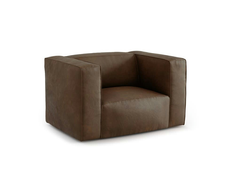 MUSE - Fauteuil 1 place XL en cuir marron foncé