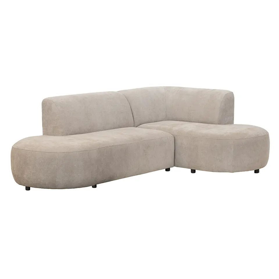 Hoekbank Luna rechts - stof Rebel - beige